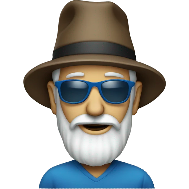 Old man, long beard, hap blue, sunglasses emoji