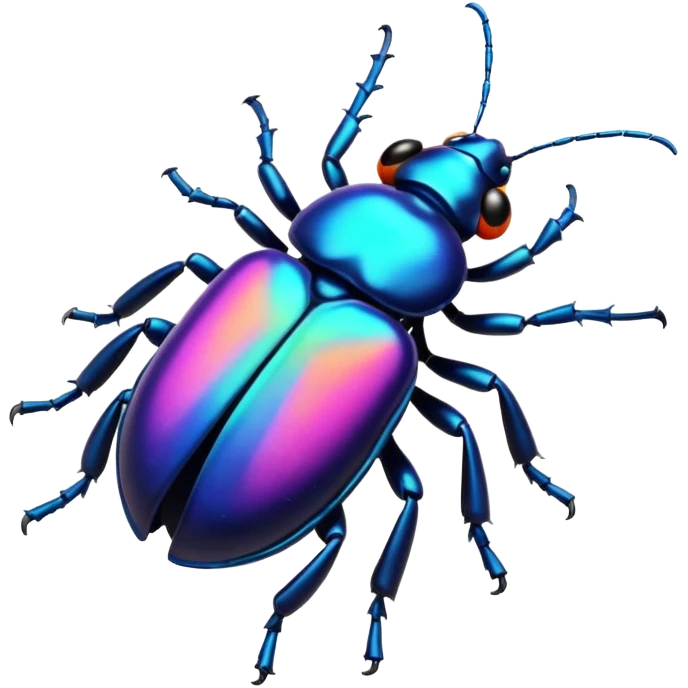 Neon beetle with aura trail emoji