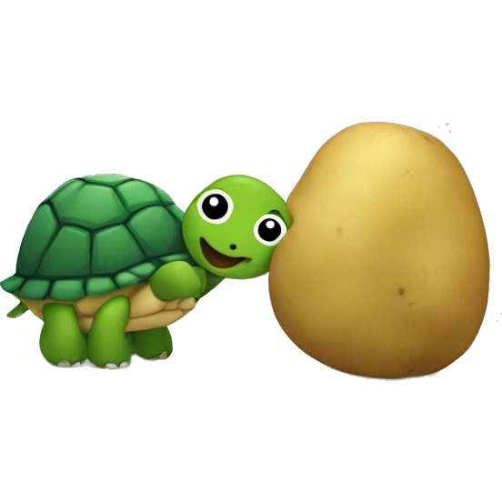 a turtle and a potato holding hands emoji