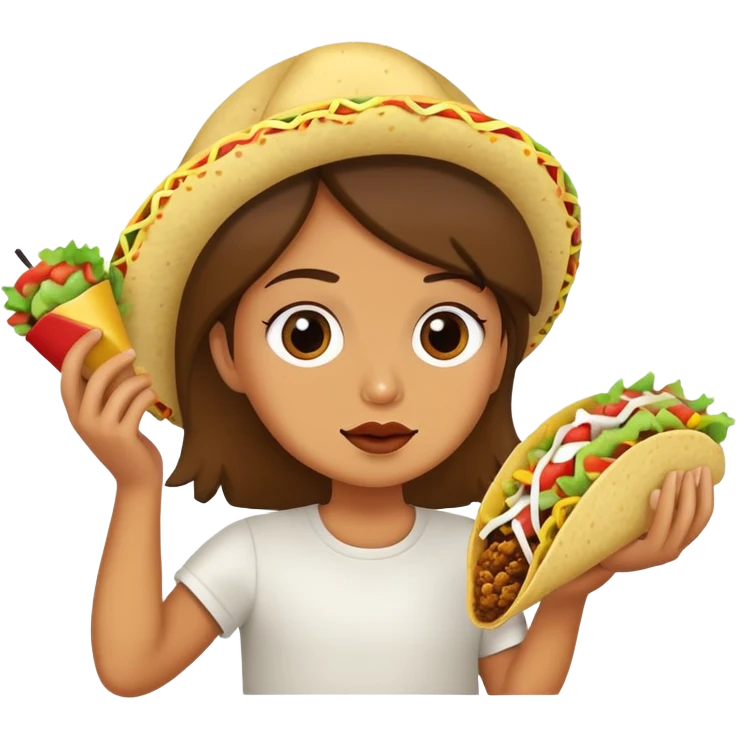 a little chic with eating a taco emoji