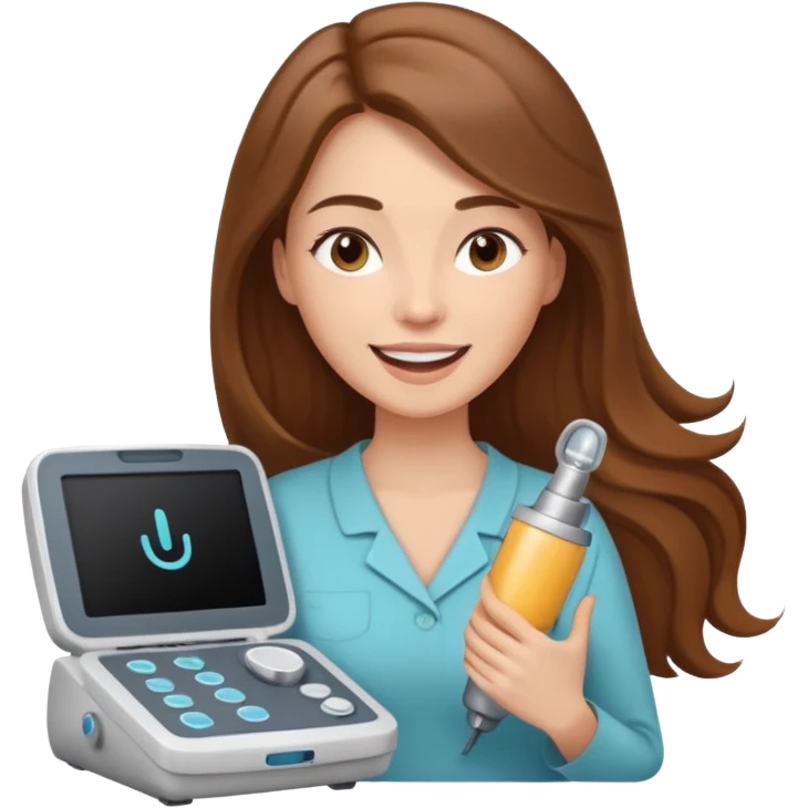 Can you make an emoji of a light skin with long brown hair ultrasound technician using her ultrasound machine  emoji