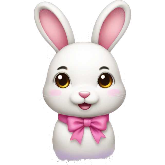 Cute rabbit with a pink bow emoji
