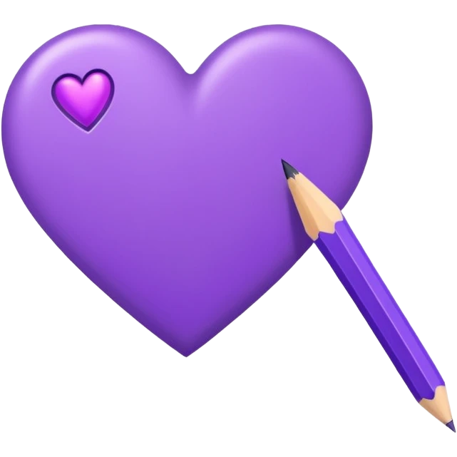 hand drawn letter with purple heart emoji