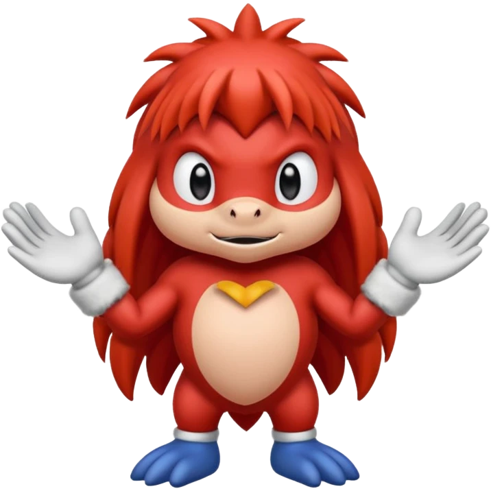Sonic the hedgehogs friend knuckles a red animal with peach arms and white gloves emoji