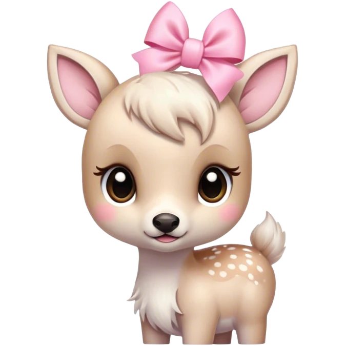 White fawn with a pink pastel bow  emoji