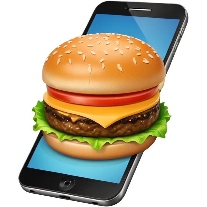 a phone that has a picture of a hamburguer in the frames of the phone not outside emoji