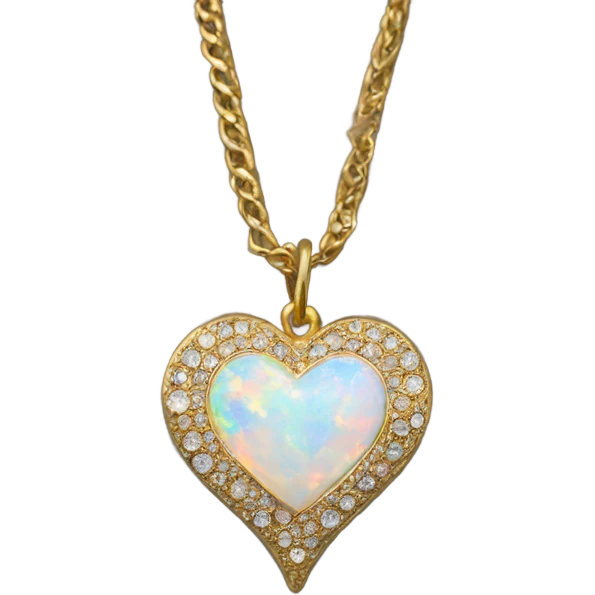 Gold heart with opal rhinestones collar emoji