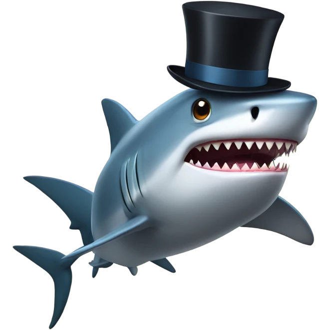 Shark with a top hat emoji