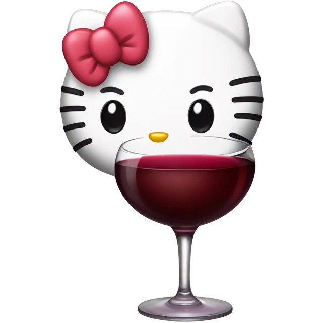 Hello Kitty drinking red wine emoji