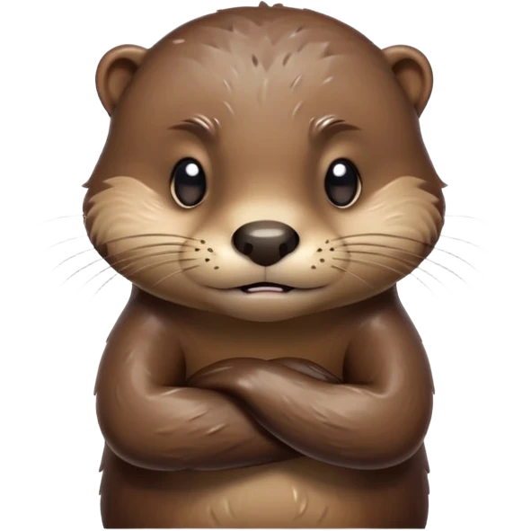 Angry otter with crossed arms, frowning face emoji