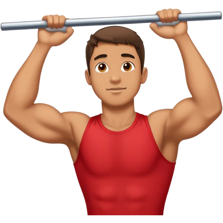 guy with red shirt doing chin ups emoji