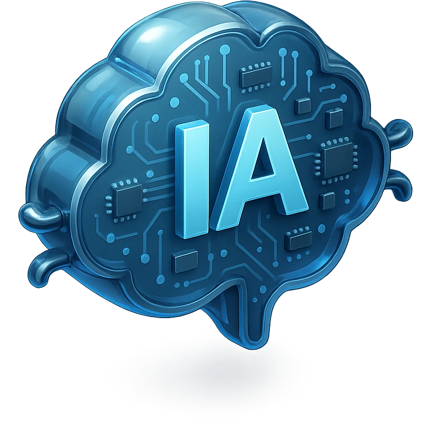 inteligencia artificial, estilo futurista, tonos azules y metálicos, fondo oscuro emoji