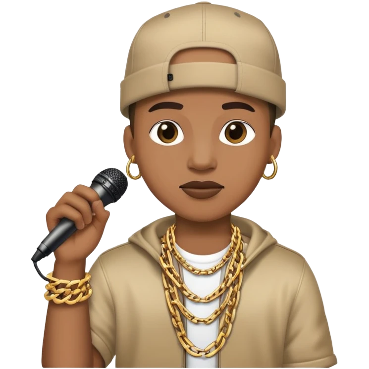 hip hop singer with microphone and chain necklace emoji