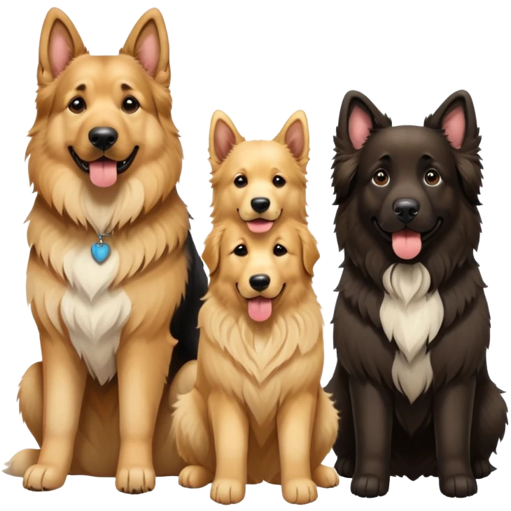 German shepherd, golden retriever and lander  newFoundland emoji