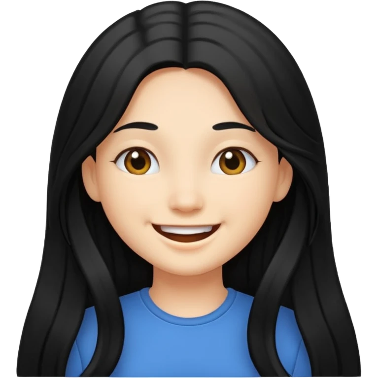 Girl with long black hair smiling emoji