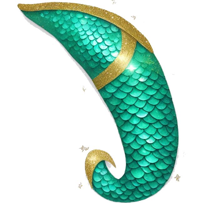 one turquoise mermaid tail with gold sparkles and glitter emoji