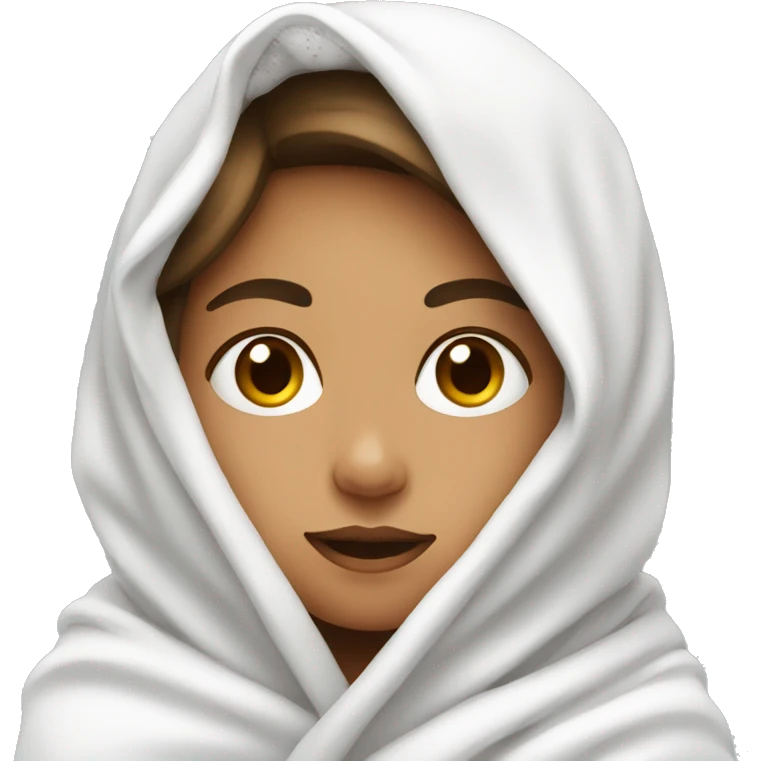 Girl with white blanket around her emoji