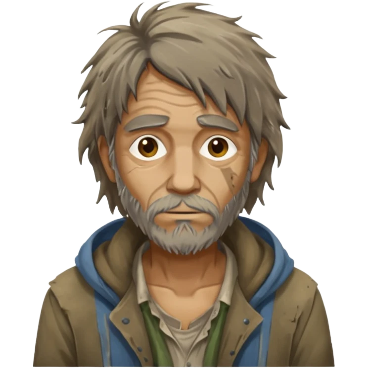 very dirty looking homeless person emoji