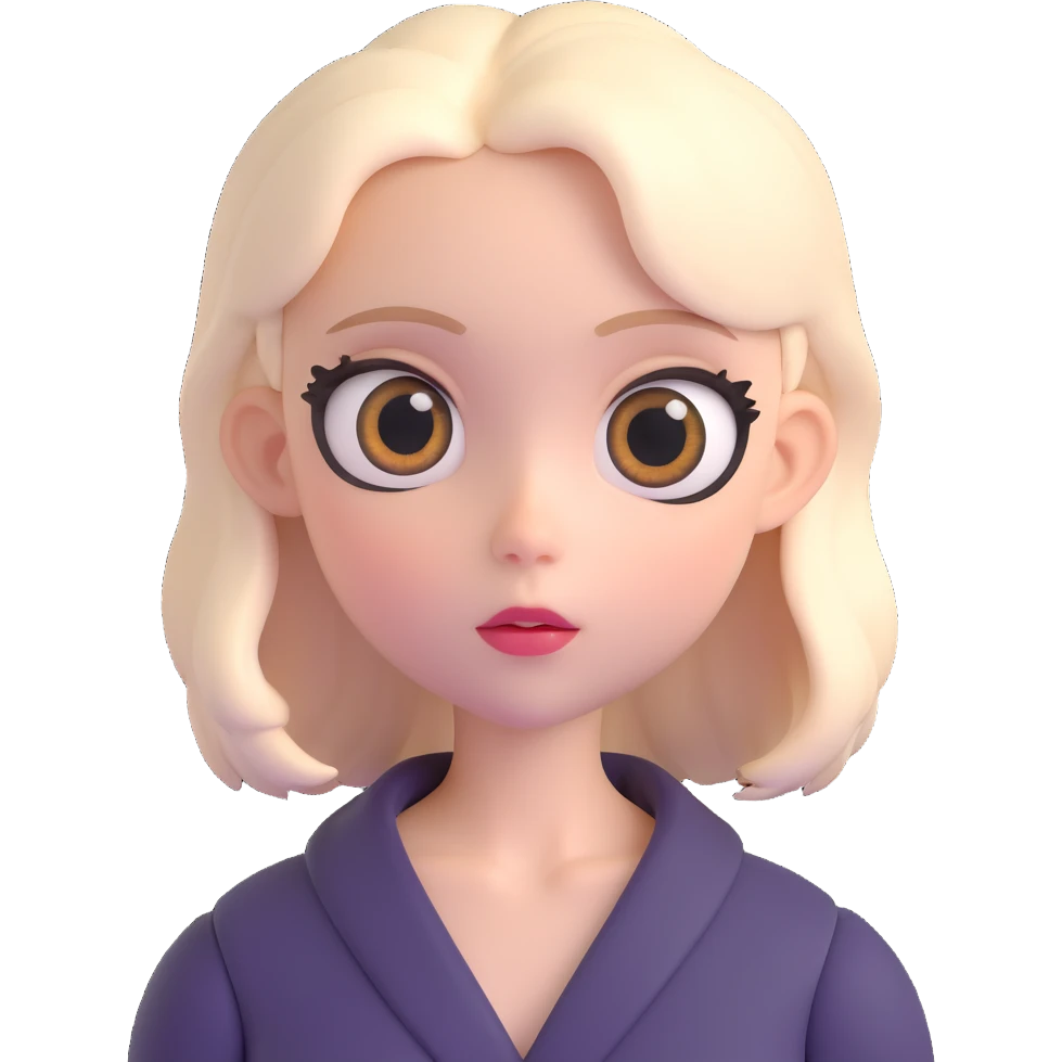 a female with white skin, big eyes, middle-length hair which is right at the shoulder emoji