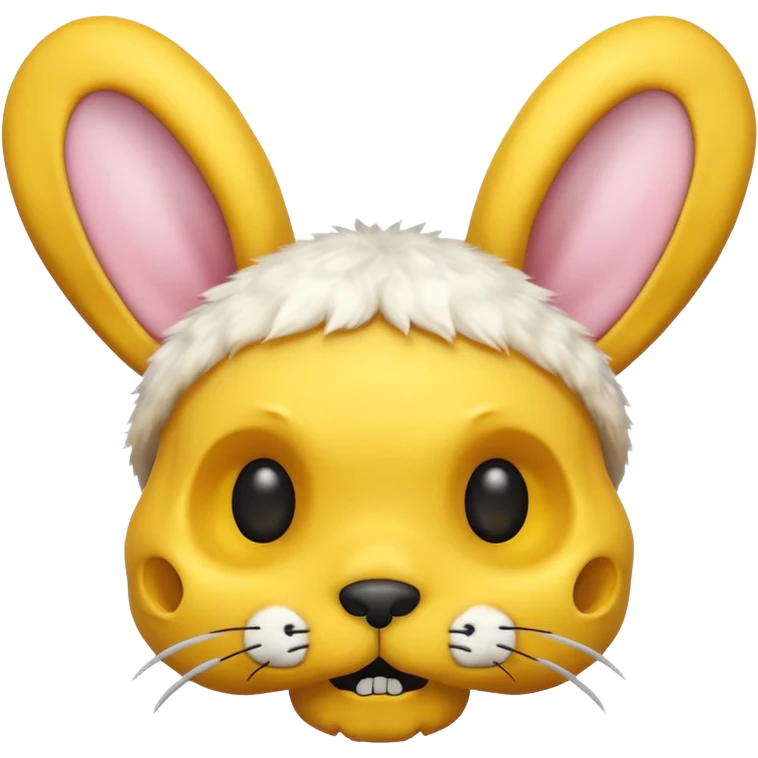 skull and bones yellow with rabbits ears kawai emoji