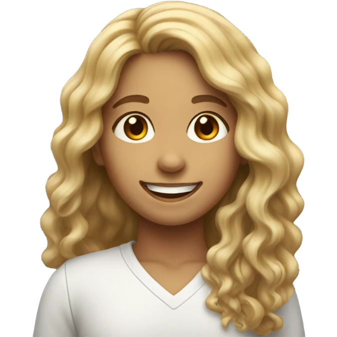 smiling girl with wavy hair emoji