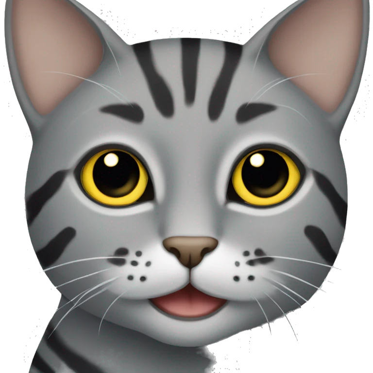 gray cat with black stripes and yellow-brown eyes emoji