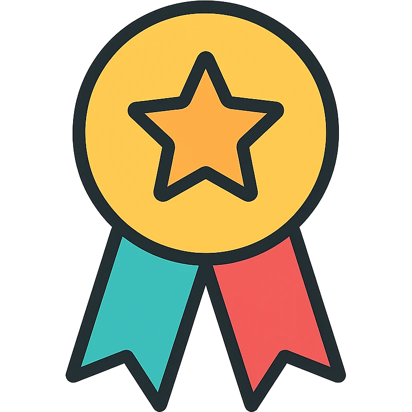 gold honorable mention symbol with multicolor details, elegant minimalist flat design, award badge style, 2D flat vector, trending icon look, soft shadows, no text, isolated on white background, commercial use emoji