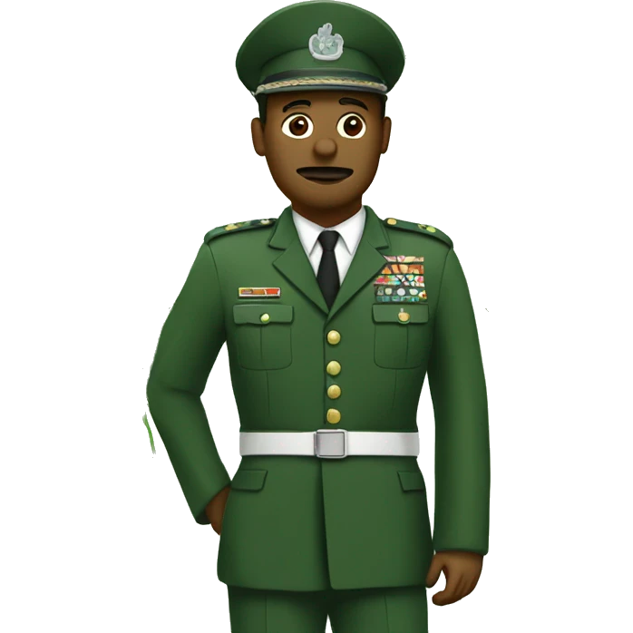Commander soluting with a marijuana leaf as a backdrop emoji