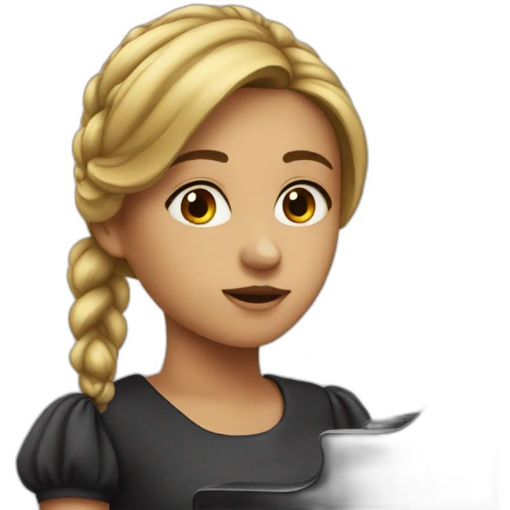 Girl thinking about piano emoji