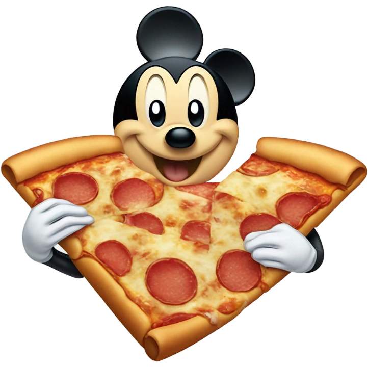 Mickey Mouse eating pizza emoji
