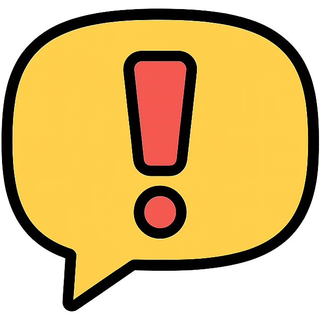exclamation mark inside a speech bubble icon with color and black outlines emoji