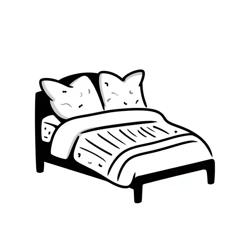 A comfortable bed with pillows and blanket emoji