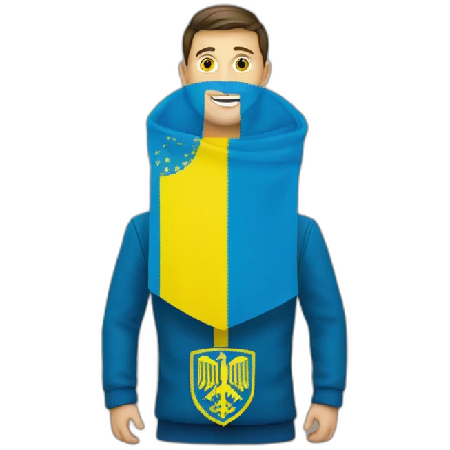 Zelenskyi with the flag of Ukraine emoji