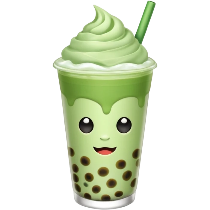 matcha latte with boba and ice emoji