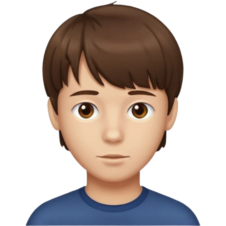 create a fringe haircut boy with a brown hair emoji