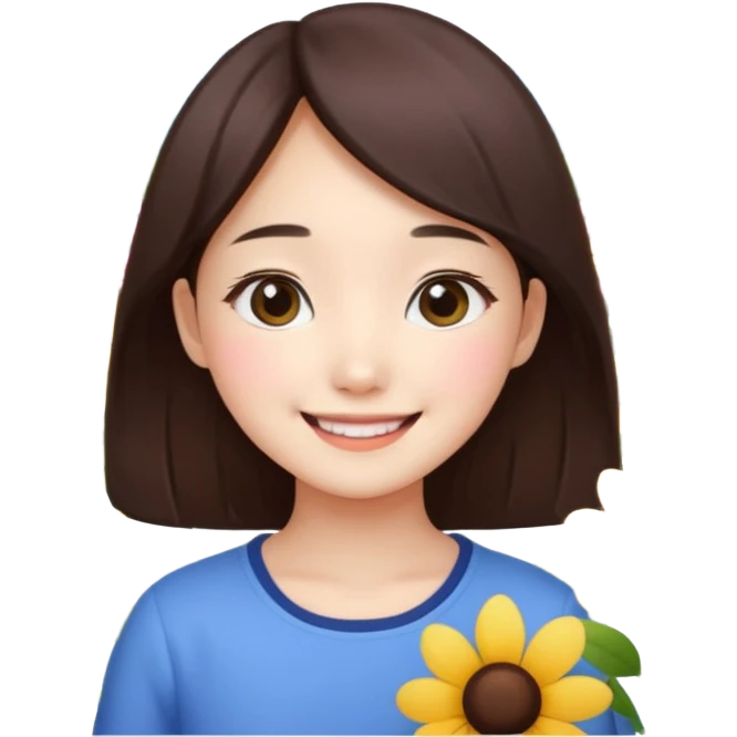 Cute korean girl background flower garden  emoji