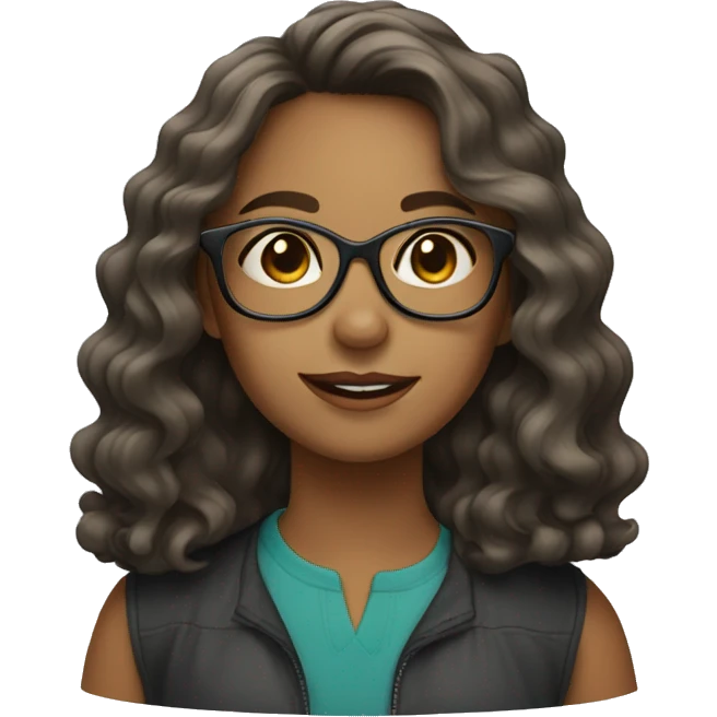 Girl with medium length wavy hair and glasses emoji