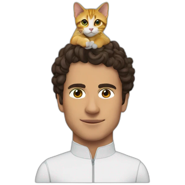 Lando norris with a cat on his head emoji