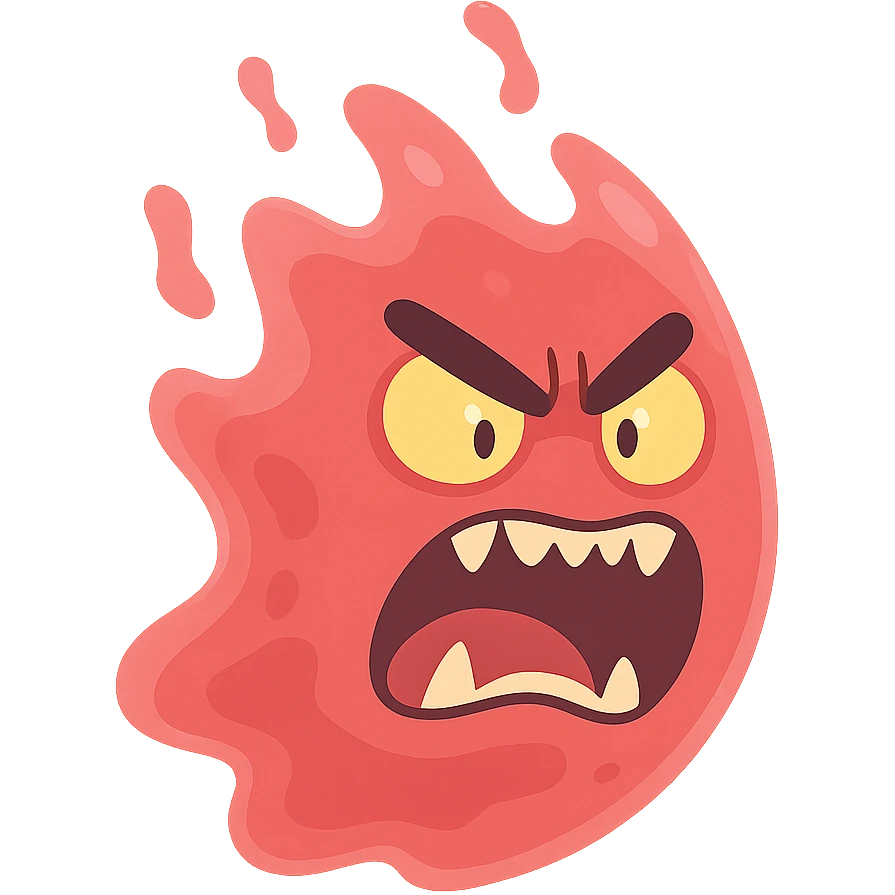 red, angry, plasma-like humanoid monster face, no horns, scary, glowing emoji