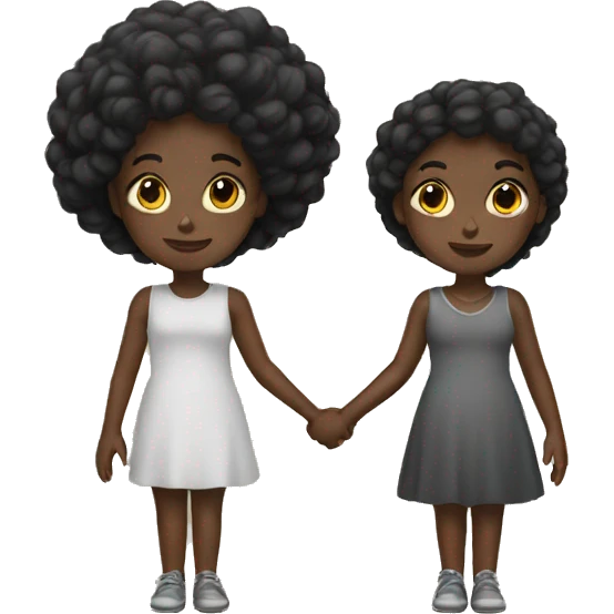 Two black girls holding hands  emoji