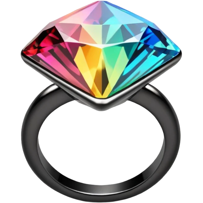 Multichrome coloringshifting 3D diamond, Chrome Black Ring
 emoji