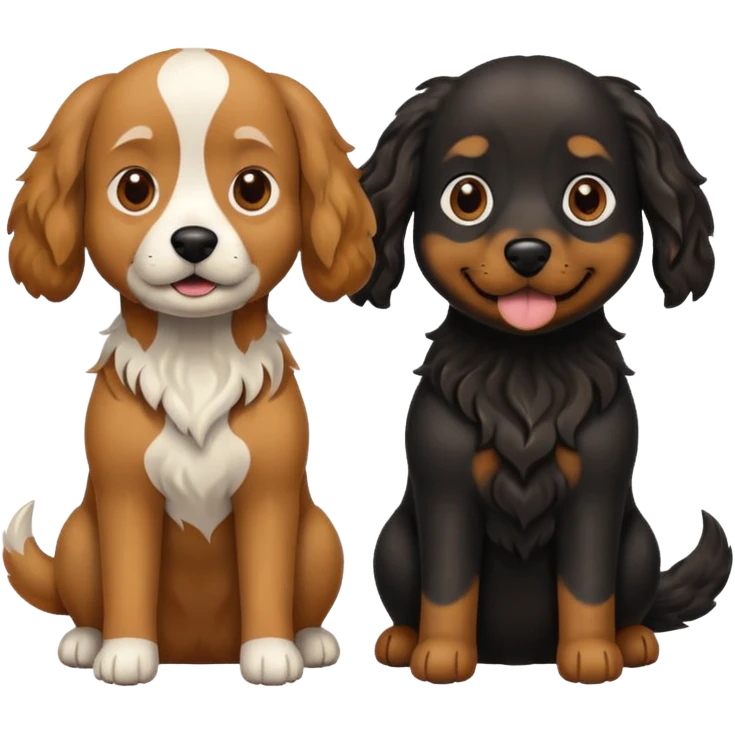 two dogs with wavy hair, one black and one brown emoji