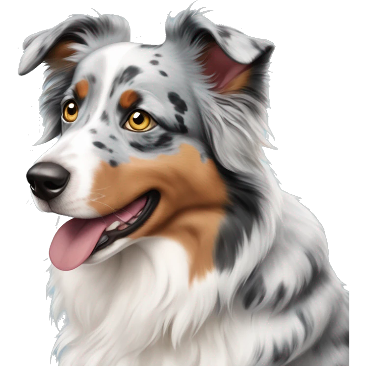 Blue Merle Australian shepherd with heterochromia and bow on top of head emoji