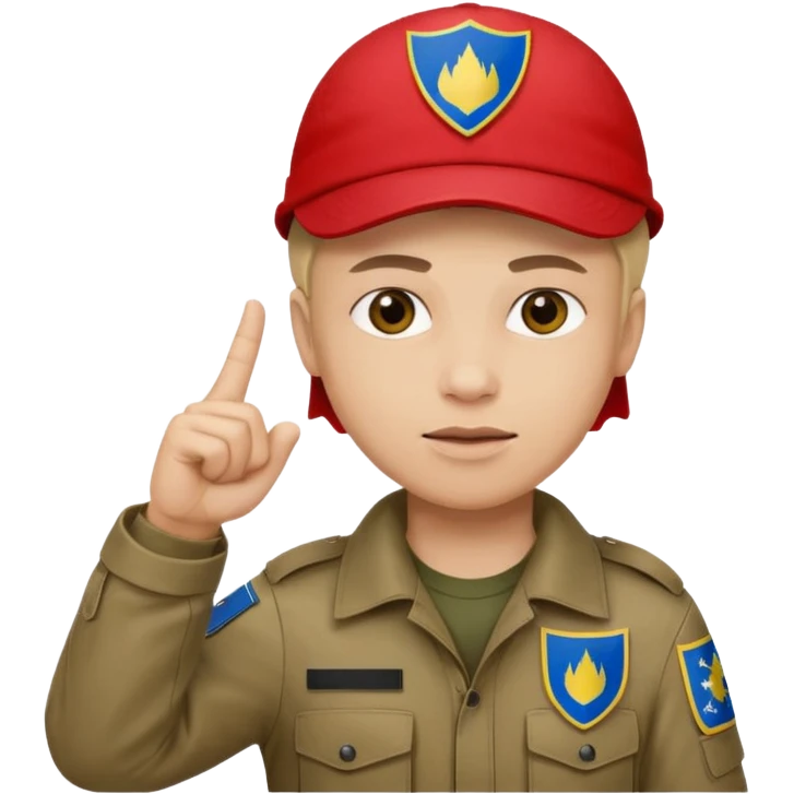 Red with tactical capholding bosnia flag one finger up emoji