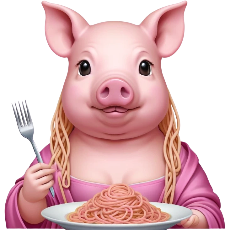   renaissance monalisa pig with pink spaghetti background  emoji
