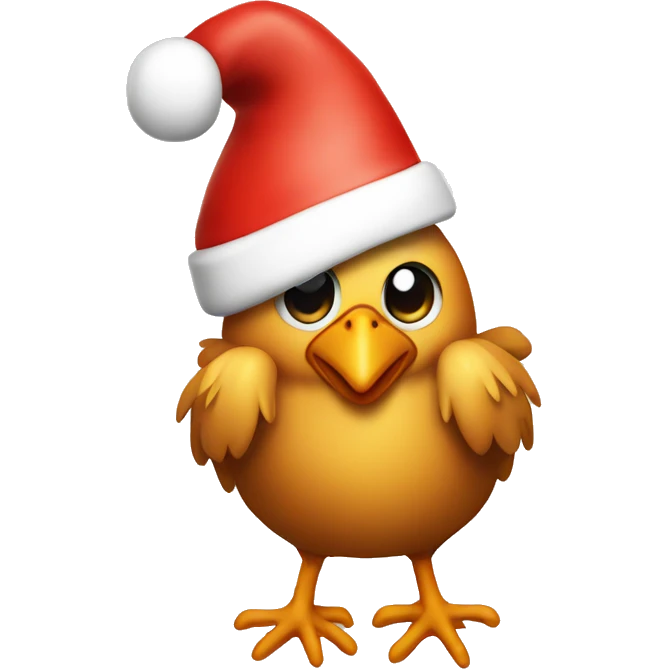 Chicken wearing Santa hat emoji