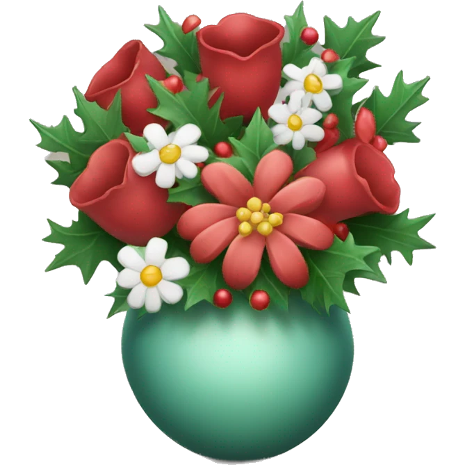 Christmas vase with flowers emoji