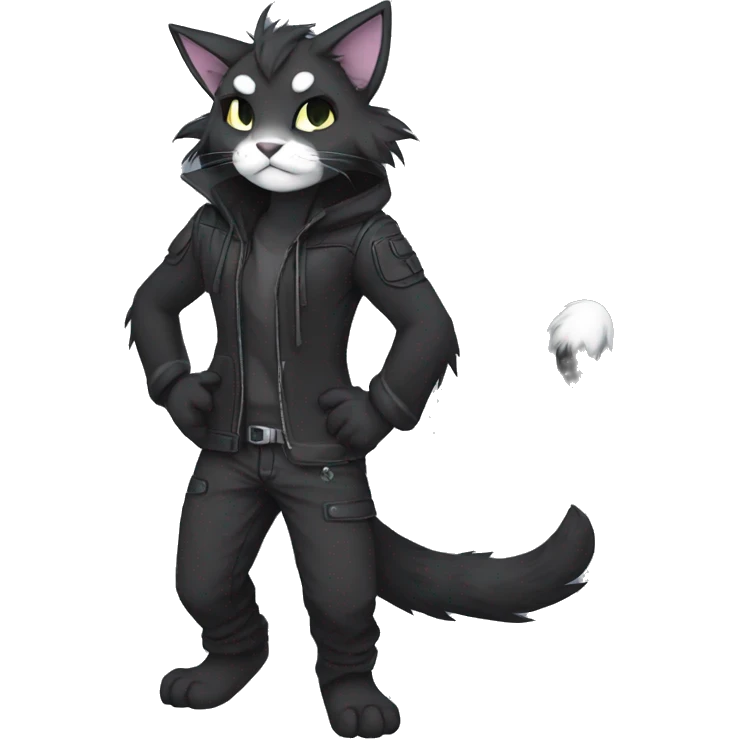 Anthro Dark Edgy Cool Shy Grumpy FurSona Feline Fakemon Full Body emoji
