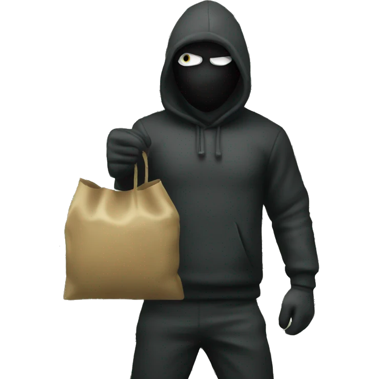 Thief emoji with a bag of money behind him emoji