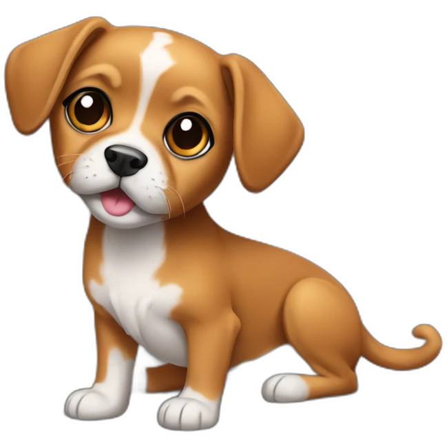 small mixed breed caramel playing black face long legs emoji